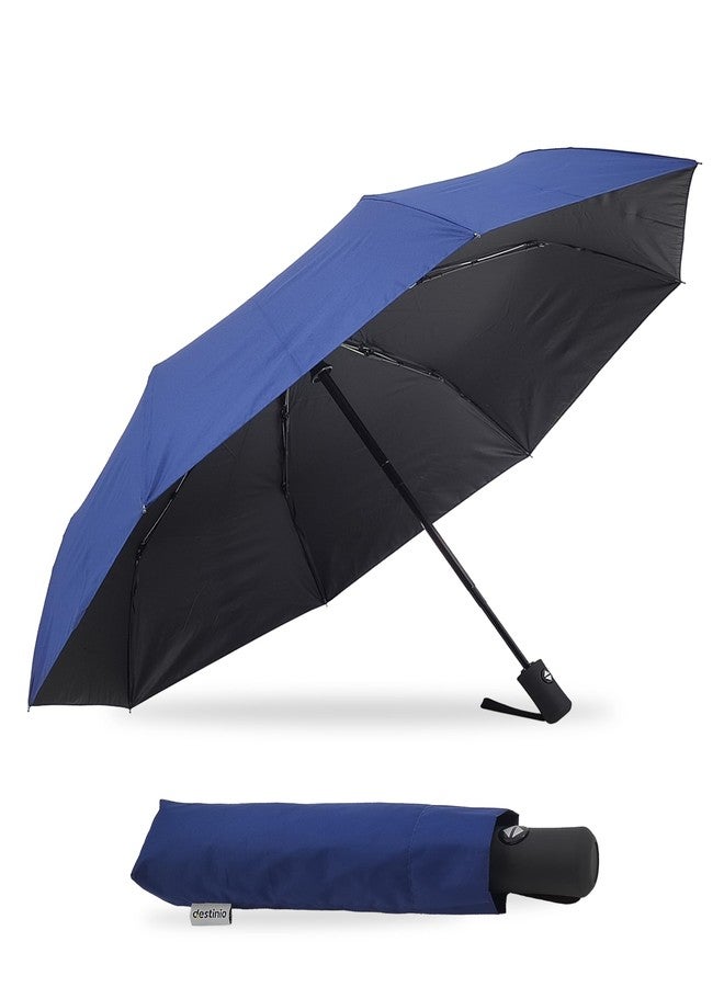 Destinio Umbrella for Women, Umbrella for Men - Automatic 3 Fold Windproof with Travel Cover with Auto Open and Close (21 Inch Navy Blue) - Image 1